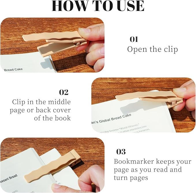 Book Marks for Reading, 3 Pack Silicone Automatic Bookmarks Clips, Book Markers Page Holder Tracker, Book Lover Gifts for Teachers, Readers, Women, Men, Kids