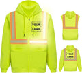YOWESHOP High Visibility Reflective Safety Hoodie Jacket With Removable Sleeves Hi Vis Outdoor Protective Workwear Unisex
