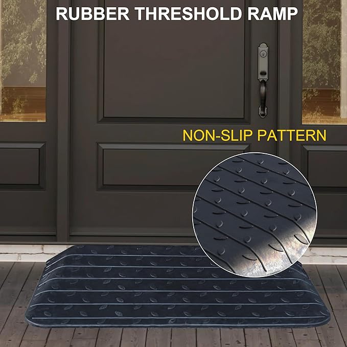 OrangeStar Rubber Threshold Ramp for Doorways, 4" Rise Non-Slip Wheelchair Ramp, 33000lbs Load Capacity, Rubber Curb Ramp for Wheelchair, Scooter
