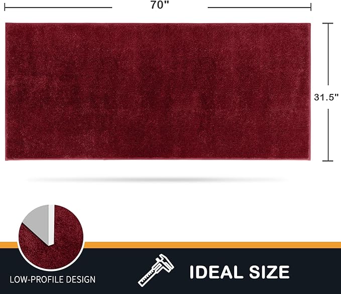 PURRUGS Dirt Trapping Door Mat 31.5" x 70", Non-Slip Machine Washable Entry Rug, Shoe Scraper, Dog Doormat, Super Absorbent Welcome Mat for Front & Back Door, Muddy Shoes & Paws, Burgundy Red
