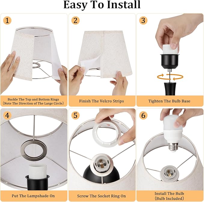 Seealle Touch Table Lamps for Nightstand, 3-Way Dimmable Small Bedroom Lamps for Night Stands, Brown Bedside Lamps for Living Room, Kids Room, End Table(LED Bulb Included)
