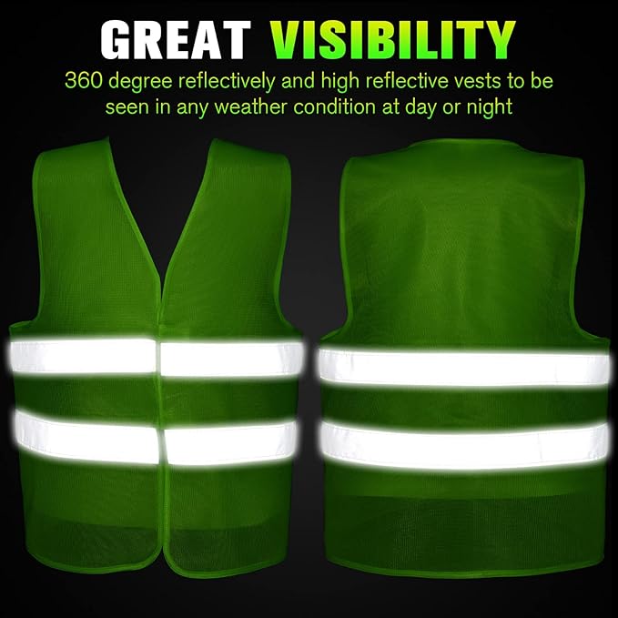 Coume 12/20 Pieces Safety Vests Bulk High Visibility Reflective Vests Mesh for Construction Working with 2 Reflective Strips