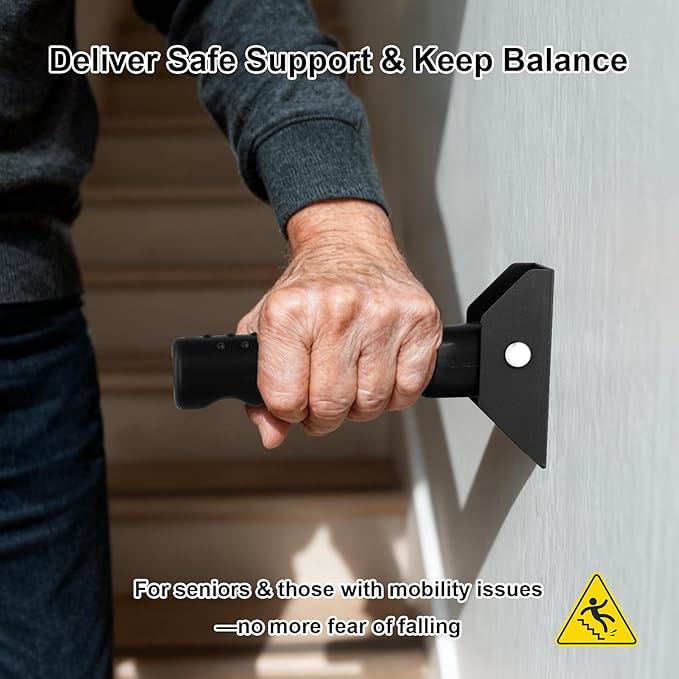 2Pcs Doorway Assist Handle Flip Up Grab Bar for Seniors & Mobility-Impaired Users, Providing Support & Balance, Non-Slip 300 LBS Capacity, Small Grab Handle for Steps/Stairs/Doorways