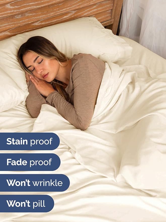 Extra Deep King Sheet Set - 6 Piece Breathable & Cooling Sheets - Hotel Luxury Bed Sheets Set - Easy & Secure Fit - Soft, Wrinkle Free & Comfy Sheets Set - Off White Sheet Set with Extra Deep Pockets