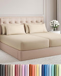 Split King 7 Piece Sheet Set - Cooling & Breathable Bed Sheets - Hotel Luxury Bed Sheets for Women, Men, Kids & Teens - Deep Pocket Bedding w/Easy Fit - Soft & Wrinkle Free - Split King Wheat Sheets