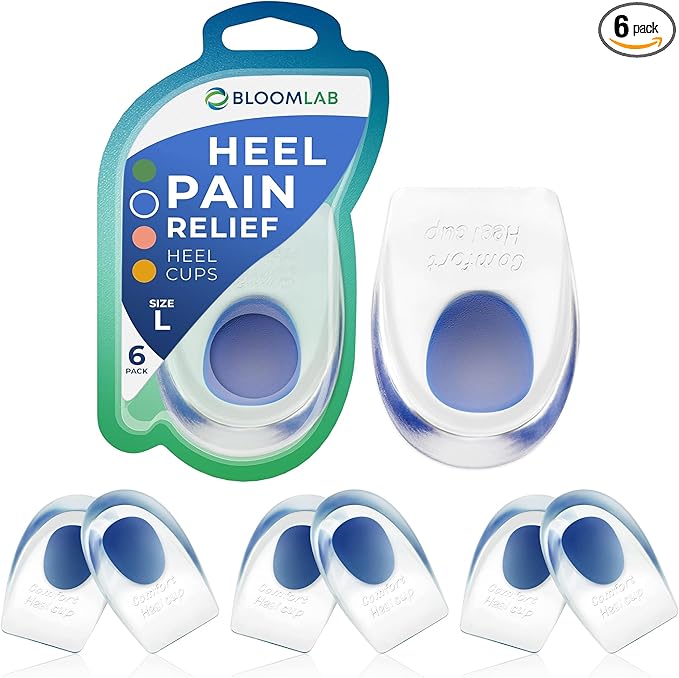 Gel Heel Pads, 6 Pack, for Achilles Tendonitis, Shoe Wedge Inserts for Plantar Fasciitis, Bone Spur, Foot Pain Relief Support, Comfort Cushion Insoles for Women/Men
