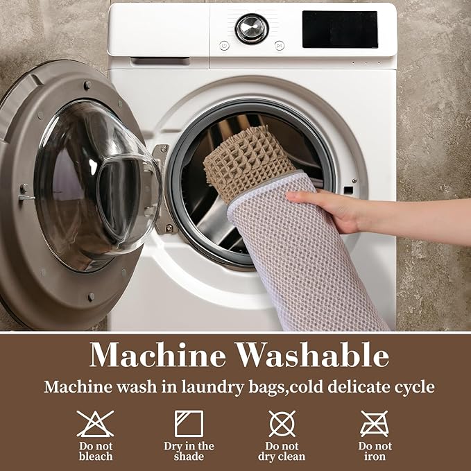 RESARE Waffle Bathroom Runner Rugs, Super Absorbent Bath Mat Non Slip Washable Quick Dry, Upgraded Ultra Soft Boho Bath Rugs with Tassels for Hallway Bedroom Laundry Room, 2'x5'(24"x60"), Brown