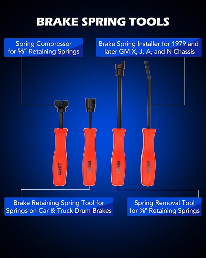 Orion Motor Tech 32pc Dual Brake Tools, 2 in 1 Disc Brake Caliper Tool Set and Drum Brake Tool Kit, Brake Caliper Tool and Brake Drum Tool with Brake Spring Tool Pliers Installer Remover Adjuster