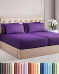 Split King 7 Piece Sheet Set - Cooling and Breathable Bed Sheets - Hotel Luxury Bed Sheets for Women, Men, Kids and Teens - Deep Pockets - Easy Fit - Soft and Wrinkle Free - Split King Purple Sheets