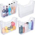 4 Pcs Plastic Freezer Organizer Bins with Wheel Tall Narrow Kitchen Pantry Organizer Snack Storage Containers for Office Refrigerator(10 x 13.3 x 3.5 Inch)