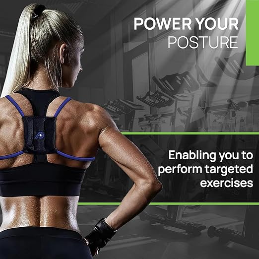 PRIMEKINETIX PostureMedic Dynamic Posture Corrector - Active Resistance Training System for Upper Back Strengthening & Shoulder Alignment - Stretches Chest, Strengthens Back - Doctor Recommended - Size XS (Light Blue)