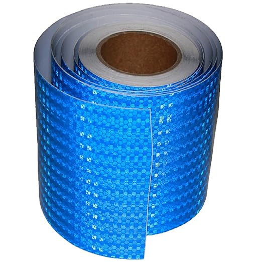 Blue Reflective Tape Outdoor Waterproof 8 inch High Visibility Hazard Conspicuity Safety Industrial Marking Tape (66 feet)