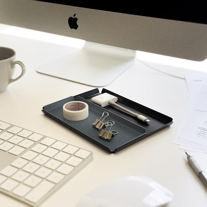 Aluminum Organizer Tray for Desk & Entryway - Minimalist Metal Catchall for Keys, Jewelry, Wallet | A6, Azure | by PROGETTO2.70