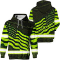 US Flag High Visibility Hoodie for Men Reflective Hoodie Safety Workwear for Worker Runner Patriotic ACC02