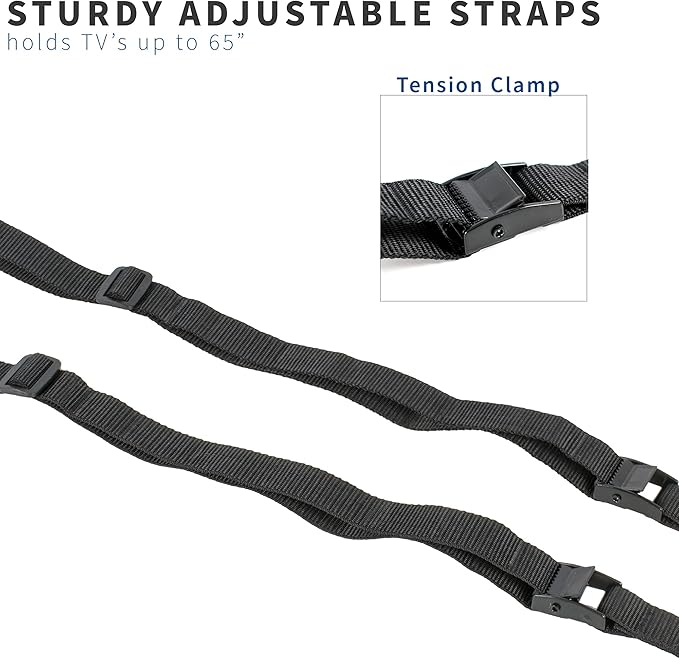 TV Anti-Tip Heavy Duty Dual Cable Kit, Non Tipping Safety Straps for Screens or Furniture Mounting, Adjustable Baby Proofing Anchor, Easy Install Hardware Included, STAND-SK02
