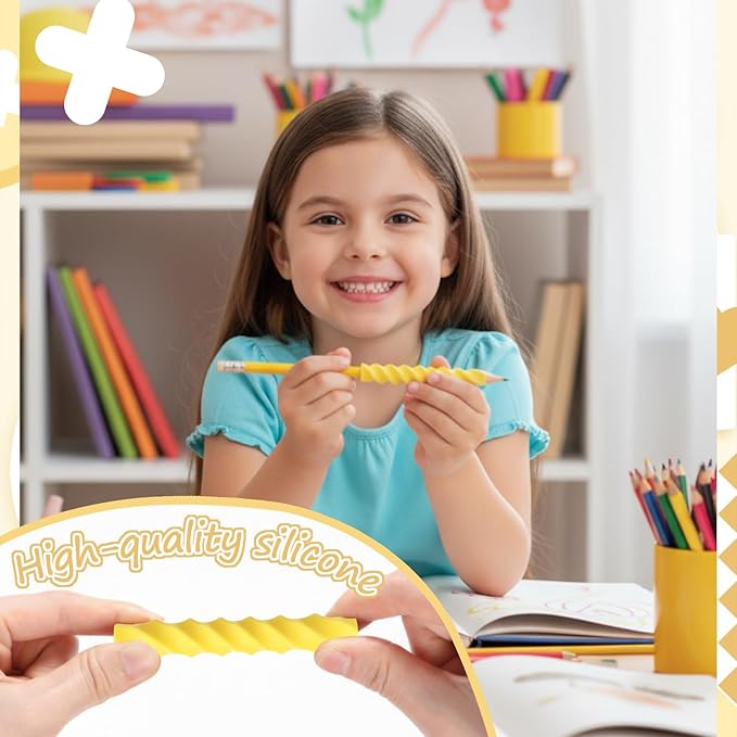 12 Pack Textured Silicone Pencil Grip for Adults Fidget Sensory Toys as ADHD Anxiety Focus Relief Tool Classroom Handwriting Pencil Sleeve Christmas Stocking Stuffers Gifts(Novelty)