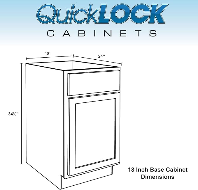 Quicklock RTA (Ready-to-Assemble) | Base Kitchen Cabinets - Shaker Style | Made in America (Raw Maple, 18" Wx34.5 Hx24 D Base)
