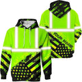 US Flag High Visibility Hoodie for Men Reflective Hoodie Safety Workwear for Worker Runner Patriotic ACC02