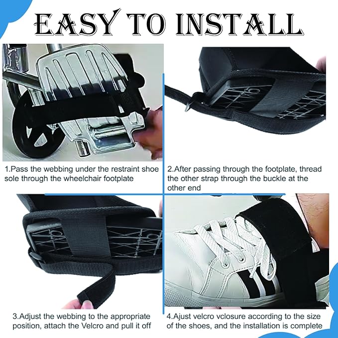 Wheelchair Restraint Shoes Prevent The Foot from Falling Off The Footrest Adjustable & Easy to Wear,Wheelchair Shoe Holder Straps for Disabled & Rehabilitation Patients