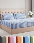 Split King 7 Piece Sheet Set - Cooling & Breathable Bed Sheets - Hotel Luxury Bed Sheets for Women, Men, Kids & Teens - Deep Pockets - Easy Fit - Soft & Wrinkle Free - Split King Blue Stripes Sheets