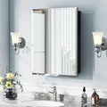 24" x 30" Metal Framed Medicine Cabinet, Bathroom Medicine Cabinet with Mirror, Adjustable Shelves, Tempered Glass Design, Recessed Mirrored Medicine Cabinets for Storage,Black