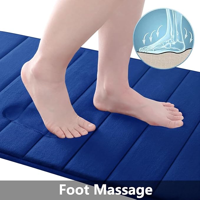 Buganda Memory Foam Bath Mat, 70" x 46", Ultra Soft and Non-Slip Bathroom Rugs, Water Absorbent and Machine Washable Bath Rug Runner for Bathroom, Shower, and Tub, Navy Blue
