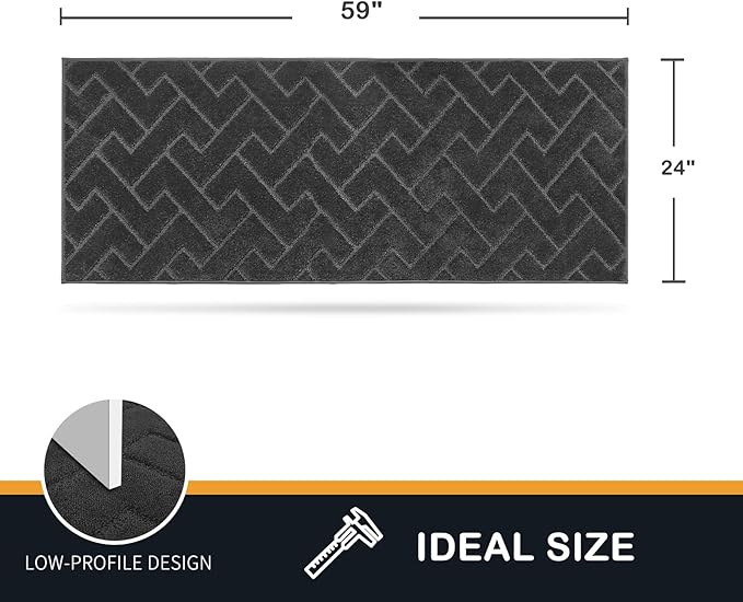 PURRUGS Dirt Trapping Door Mat 24" x 59", Non-Slip Machine Washable Entry Rug, Shoe Scraper, Dog Doormat, Super Absorbent Welcome Mat for Front & Back Door, Muddy Wet Shoes & Paws, Charcoal