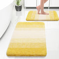 OLANLY Bathroom Rug Set 2 Piece, Soft Absorbent Microfiber Bath Rug Set, Non-Slip, Machine Wash Dry, Plush Shaggy Bath Mats for Bathroom (30"x20"+24"x16", Yellow)