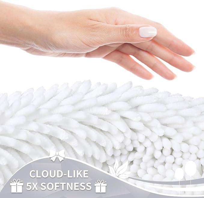 Yimobra Bathroom Rugs Sets 2 Piece, Soft Absorbent Bath Mat and U-Shaped Toilet Rug with Non Slip Backing, Luxury Shaggy Bath Mats for Bathroom, Machine Washable, 24"x17"+24"x20", White