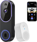 1080P Wireless Video Doorbell Camera, Smart Outdoor Surveillance Cam, FHD Live View, Cloud Storage, AI Human Detection, Instant Alert, Night Vision, Two Way Audio, 2.4G WiFi Only (Purple)