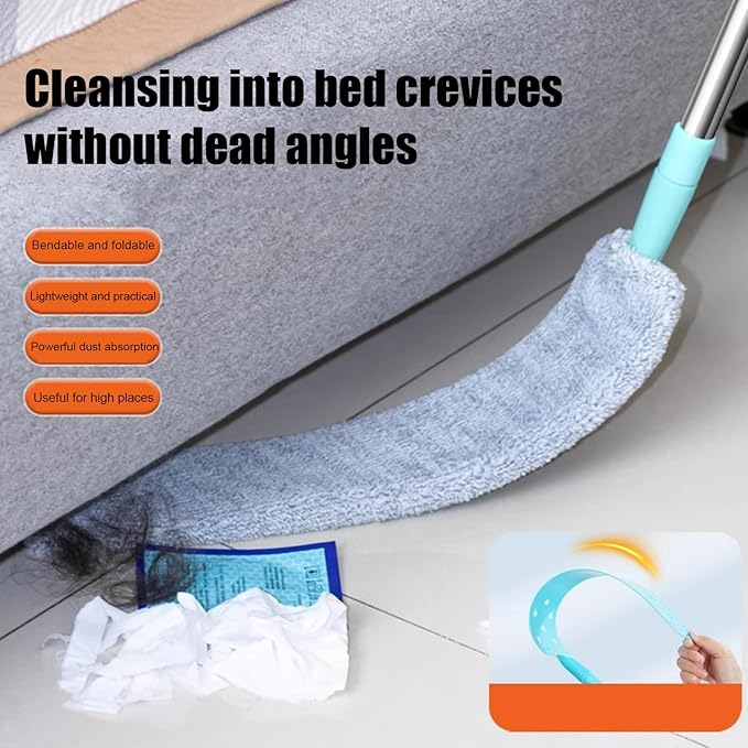 Retractable Gaps Dust Cleaner Cleaning Tools, Dust Brush Under Appliance with Extension Pole, Bendable, Washable Long Handle Duster for Sofa, Bed Bottom