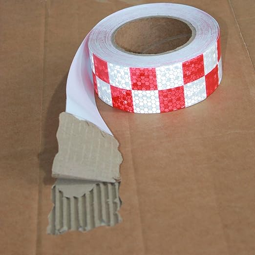 Red and White Reflective Tape 2 inch X 166 feet, Outdoor Waterproof Hazard Conspicuity Warning Industrial Marking Tape