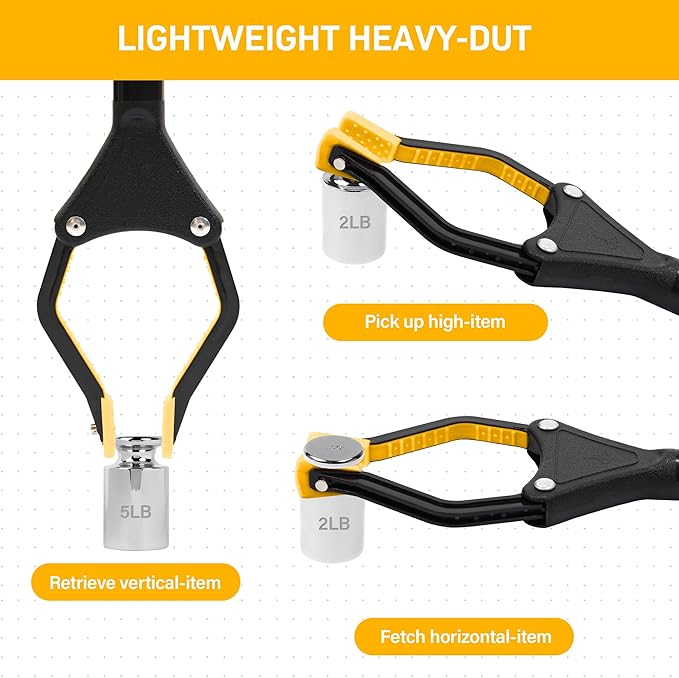 32" Foldable GrabRunner Reacher Grabber with Strong Magnetic Tip for Seniors, Disabled, After Surgery Recovery(Yellow)