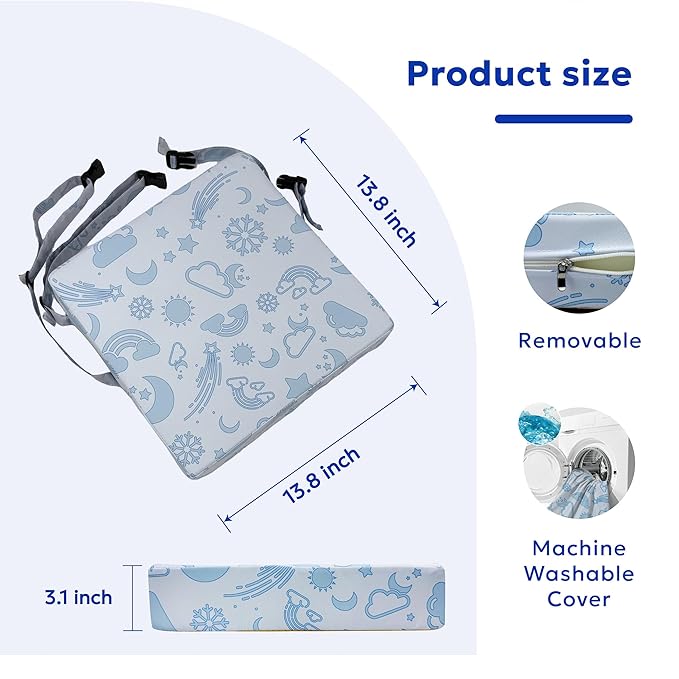 Toddler Booster Seat for Dining Table,Portable Kids Booster Seat - Adjustable, Non-Slip, Lightweight & Easy to Clean (Blue Moon)