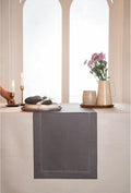 D'Moksha Homes Linen Charcoal Grey Table Runner 72 Inches Long - 100% Pure Linen Hemstitch Table Runner 14 x 72 Inch for Dresser, Dining, Spring, Easter - Classic Hemstitch