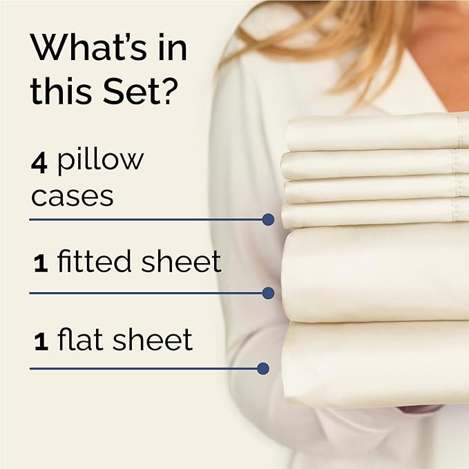 Full 6 Piece Sheet Set - Cooling and Breathable Bed Sheets - Hotel Luxury Bed Sheets for Women, Men, Kids & Teens - Bedding with Deep Pockets & Easy Fit - Soft and Wrinkle Free - Full Off White Sheets