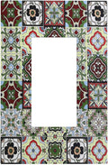 Decorative Outlet Covers Talavera Tile Decal 1 Gang Single Rocker Light Switch Cover Plate Wall Plates GFCI Faceplate for Bedroom Bathroom Decor