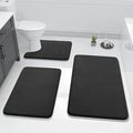 Yimobra 3 Pieces Memory Foam Bath Mat Set with U-Shaped Toilet Rug - Non Slip Super Soft Absorbent Quick Dry Bathroom Rugs for Bathtub, Vanity & Toilet Base, Black