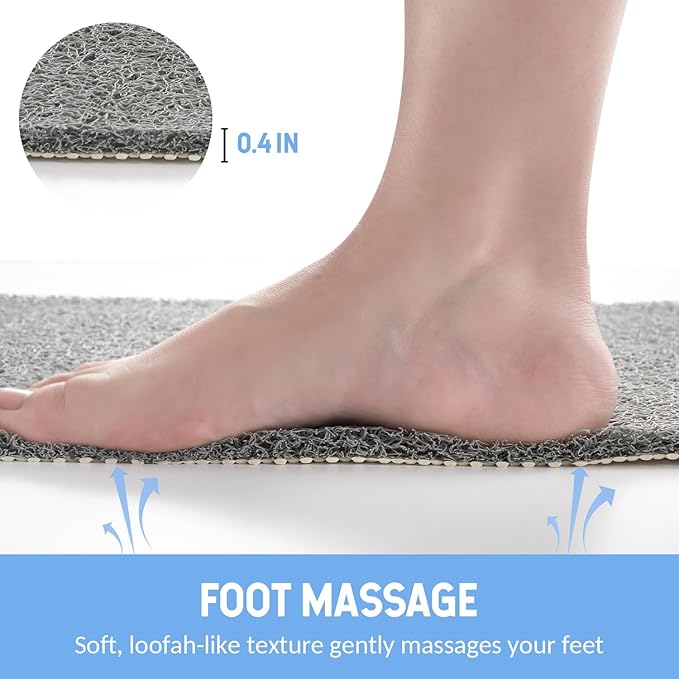 Non-Slip Bathtub Mat, Anti Slip Shower Mat, Fast Drying Bathtub Mats, Foot Scrubber Mat, Anti Slip Mat for Tub, Floor, Bathroom, Kitchen, Home, Hotel (Grey 47"×16")