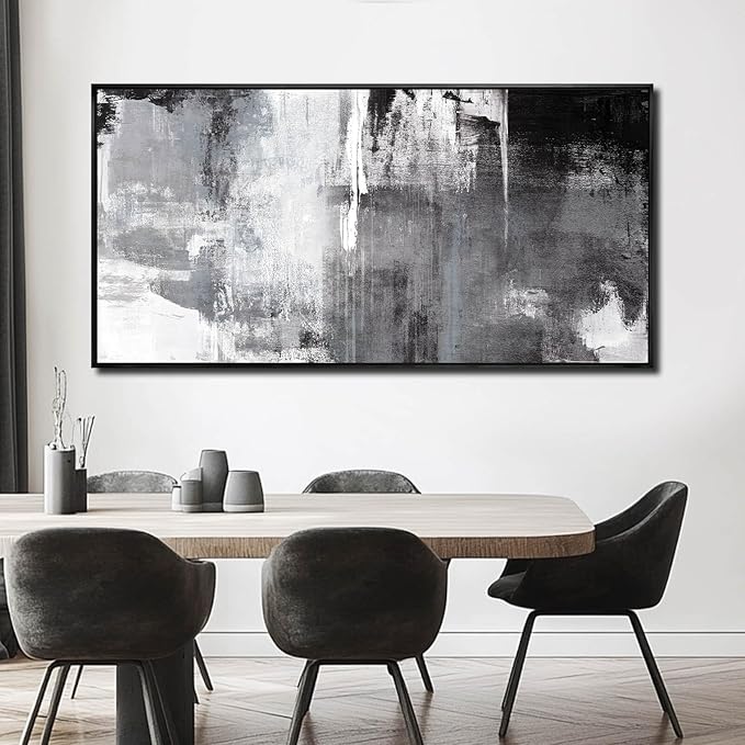 SOUGUAN Home Decor Grey oil Painting Canvas Wall Art Abstract Pictures for Living Room Bedroom Kitchen Dinning Room Wall Decoration 24"x48"