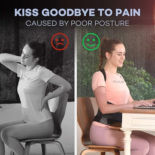 sicheer Posture Corrector for Women and Men Back Brace Straightener Shoulder Upright Support Trainer for Body Correction and Neck Pain Relief, Large(waist 39-41 inch)