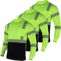 VENDACE 3pcs Safety T Shirts Reflective High Visibility Hi Vis Long Sleeve Construction Work Shirts for Men Class 3