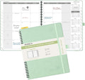 POPRUN Monthly Planner 2026-2027 (Large 8.5" x 10.5") 18 Months Calendar (Jan 2026 - Jun 2027) - 4 Pages per Month with Expense & Notes, Stair-like tabs, Leather Cover, Sunday Starts - Green