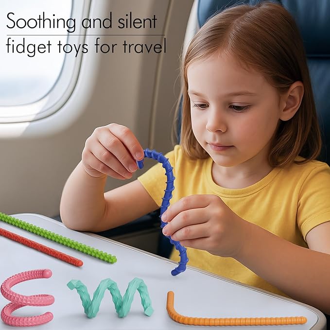 Sensory Fidget Toys for Kids Adults,12PCS Flexible Fidget Sticks for Stress Anxiety Autistic ADHD, Calm Down Travel Airplane Classroom Students Prizes Toys, Stocking Stuffers for Teens Boys Girls