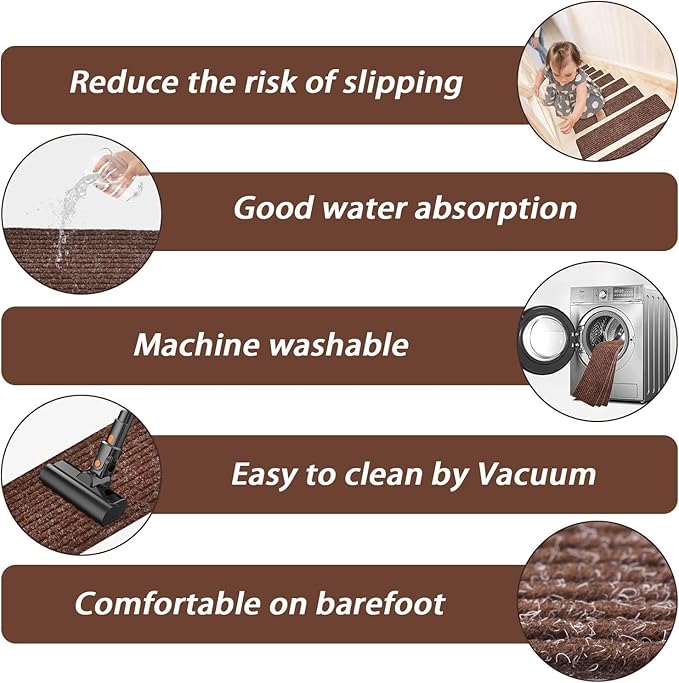 MBIGM Non-Slip Carpet Stair Tread Mat 30" x 30" Landing Rug-Matching Mat Non-Skid Safety Rug Slip Resistant - Brown
