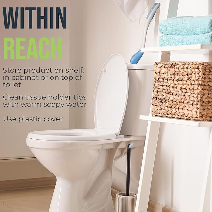 Juvo Toilet Aid (Pack of 2) - Personal Bottom Wiping Tool, Bathroom Mobility Aid for Disabled, Elderly, and Surgery Recovery - 18" Long Wand with Hygienic Cover