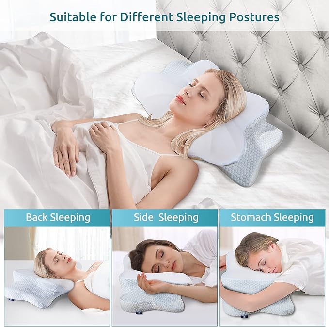 DONAMA Cervical Pillow for Neck and Shoulder,Contour Memory Foam Pillow,Ergonomic Neck Support Pillow for Side Back Stomach Sleepers with Pillowcase-King Size