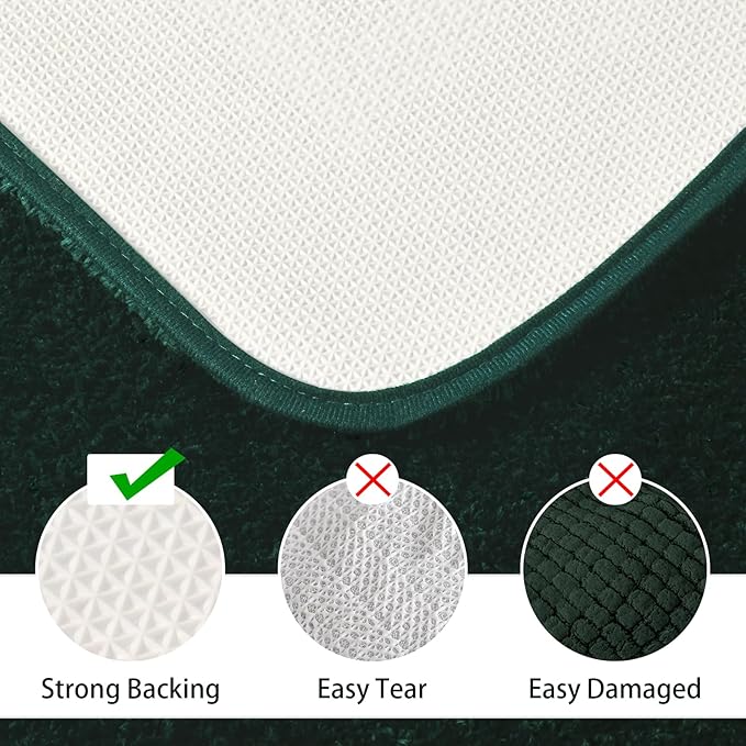 LOCHAS Bathroom Rug Set Hunter Green, Soft Bath Rug Set 2 Piece Set, Toilet Mat U-Shaped 20x20 and 34x20 Bath Rugs, Quickly Dry Mats for Bathroom, Tub, Washable, Super Absorbent Floor Mat