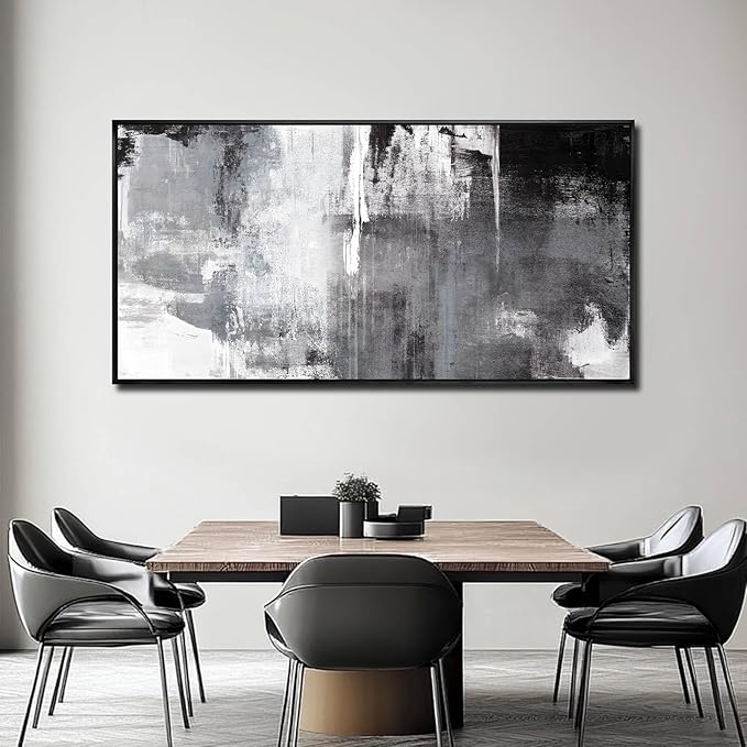 SOUGUAN Home Decor Grey oil Painting Canvas Wall Art Abstract Pictures for Living Room Bedroom Kitchen Dinning Room Wall Decoration 24"x48"