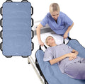 Bed Positioning Pad with Reinforced Handles 63" x 40" Washable Patient Transfer Slide Sheet for Body Lifting, Turning, Repositioning, for Elderly, Incontinence, Caregiver, Blue Gray